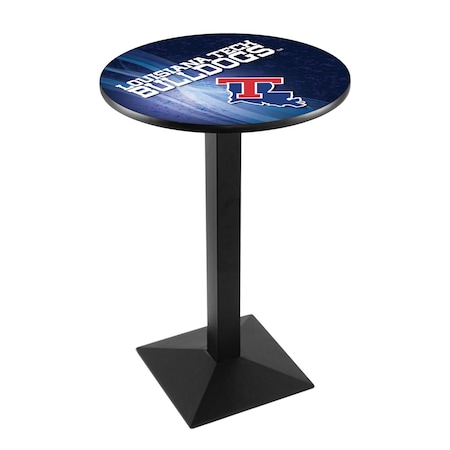 Holland Bar Stool Co 36" Blk Wrinkle Louisiana Tech Pub Table, 28" dia. Top L217B3628LaTech-D2